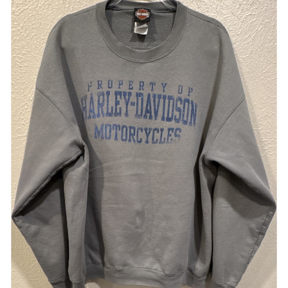 Harley-Davidson Men's 2XL Gray Crewneck Pullover Sweatshirt Graphic Print